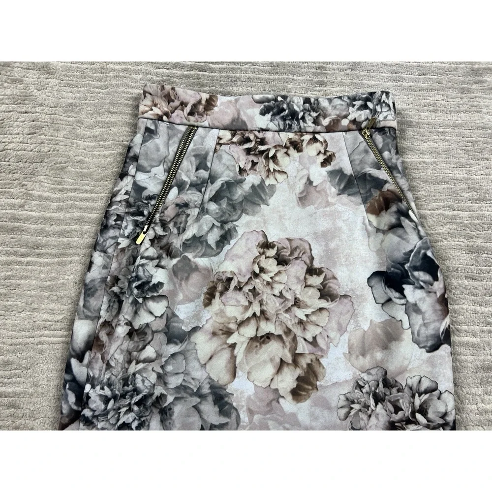 H&M Pencil Skirt Women 4 Multicolor Floral Pleated‎ Pockets Mini Lined Fitted